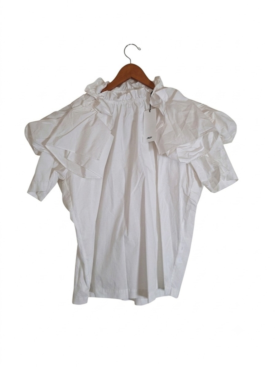 Jnby Tops - JNBY White Ruffle Statement Sleeve Cotton Blouse Top NWT